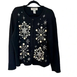 Tiara International Christmas Collection 2004 Women's Black Sweater Size XL GUC